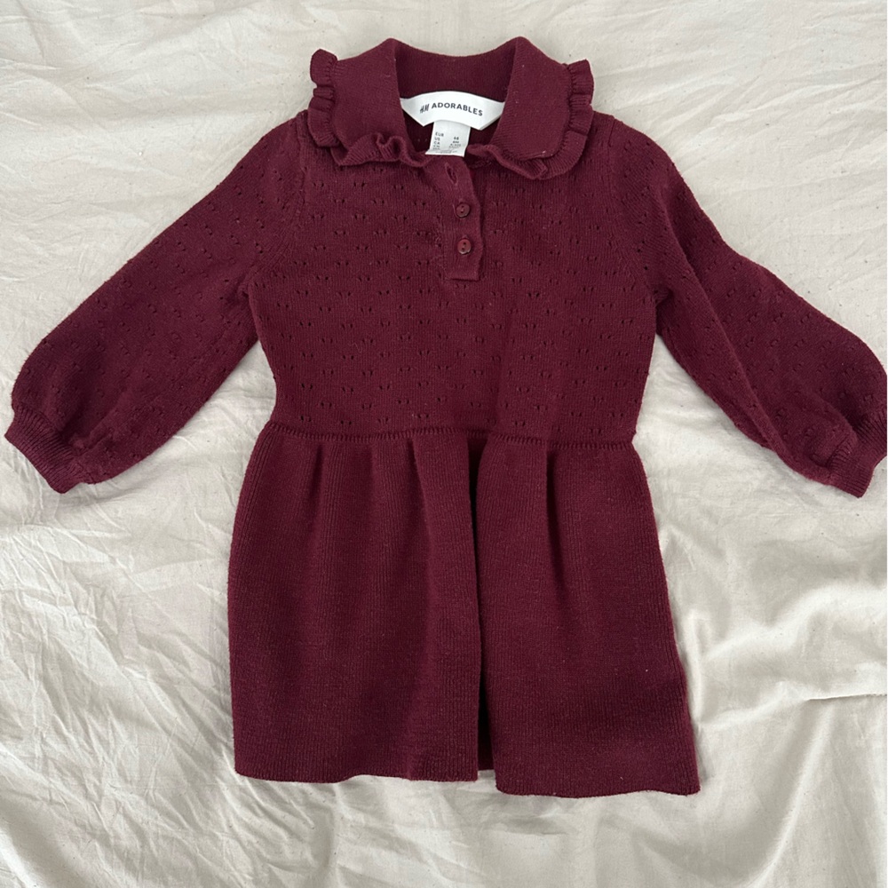 H&M Burgundy Knitted Kids Dress
